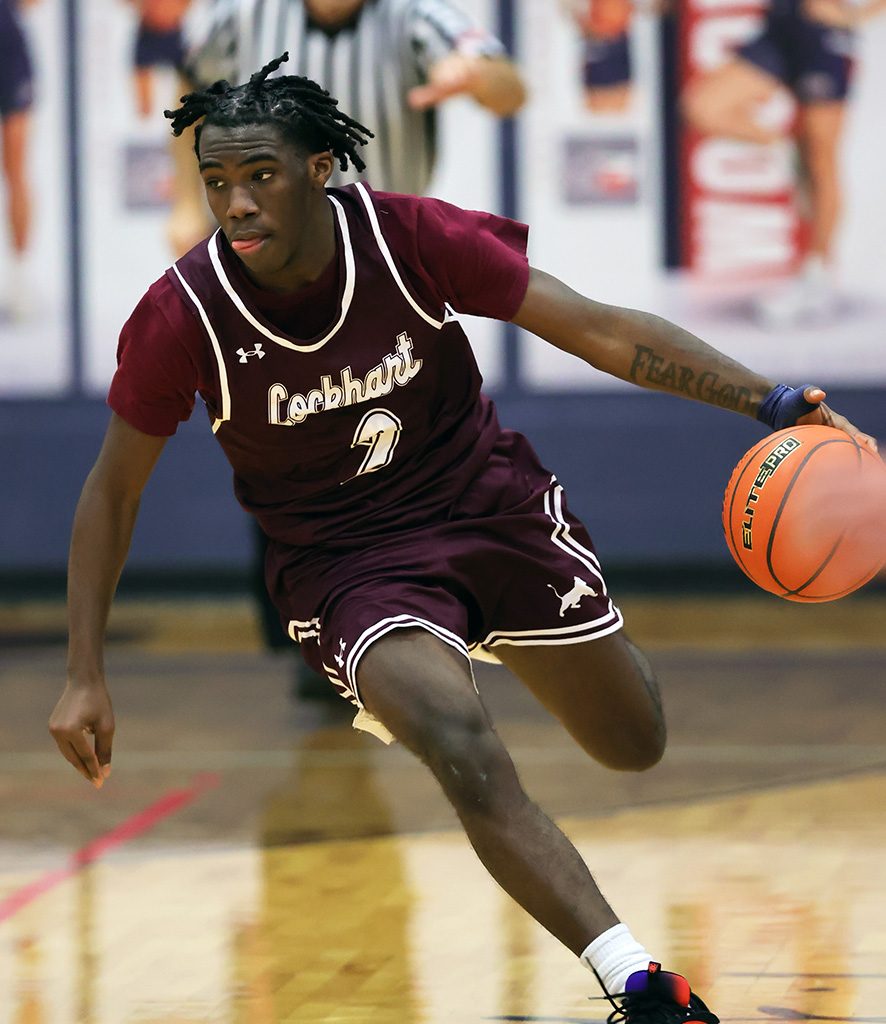 A single basketball player on the court.